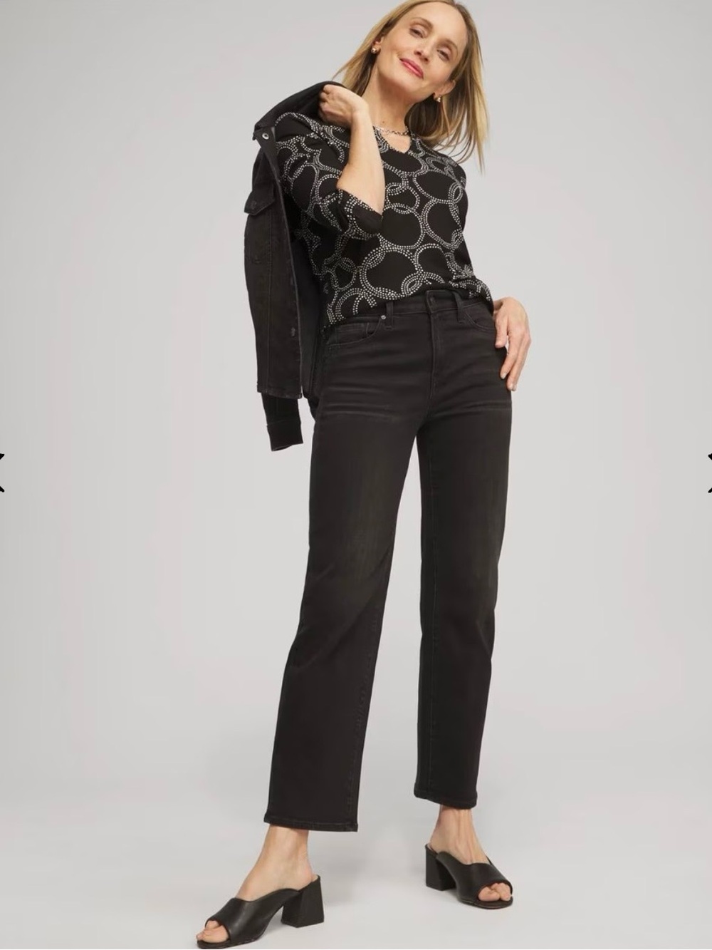 Chicos High-Rise Straight Leg Women’s Jeans - Black 12/14